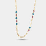 Collana in Argento 925 con cristalli rosa e celesti - BYSIMON gioielli