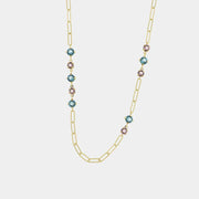 Collana in Argento 925 con cristalli rosa e celesti