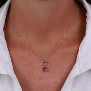Collana in Argento 925 con cristalli rosa e trasparente