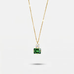 Collana in Argento 925 con cristallo verde rettangolare - BYSIMON gioielli