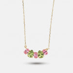 Collana in Argento 925 con cristalli verdi e rosa - BYSIMON gioielli