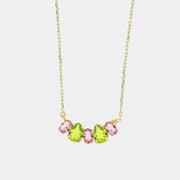 Collana in Argento 925 con cristalli verdi e rosa