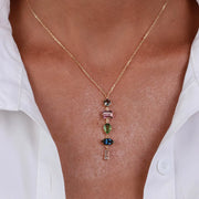 Collana in Argento 925 con cristalli nelle sfumature verdi