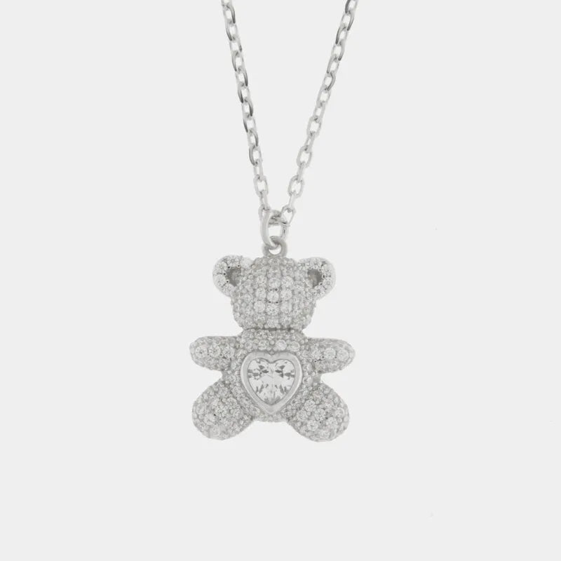 Collana in Argento 925 con orsacchiotto zirconato Collezione Amsterdam - BYSIMON gioielli