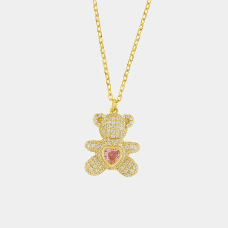 Collana in Argento 925 con orsacchiotto zirconato placcato oro Collezione Amsterdam - BYSIMON gioielli