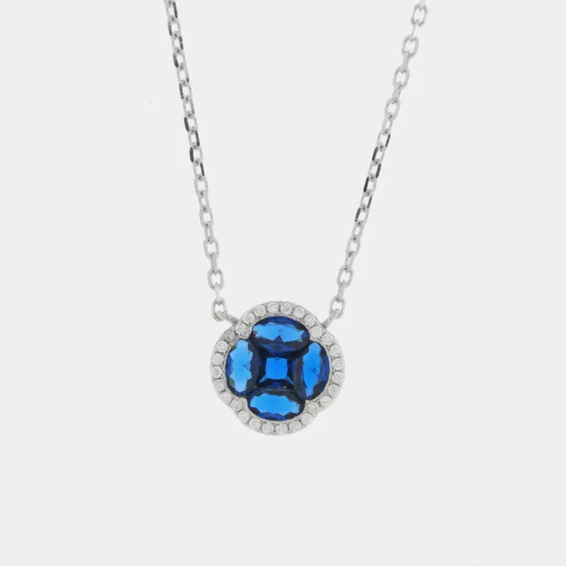 Collana in Argento 925 con zircone pendente blu Collezione Amsterdam - BYSIMON gioielli