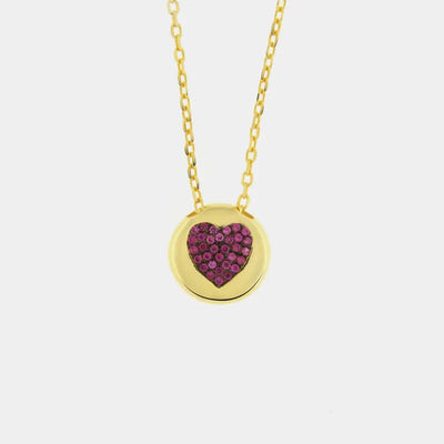 Collana in Argento 925 con cuore rosso placcato oro - BYSIMON gioielli