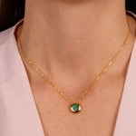 Collana in Argento 925  con quadrifoglio zirconi verdi placcato oro - BYSIMON gioielli