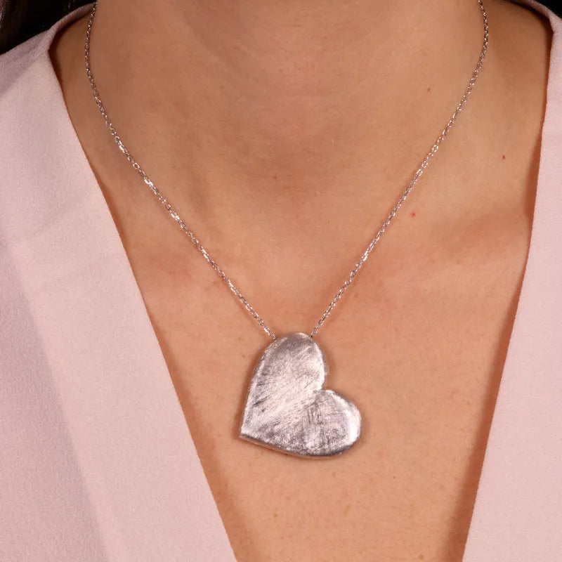 Collana in Argento 925 con cuore placcato rodio Collezione Amsterdam - BYSIMON gioielli