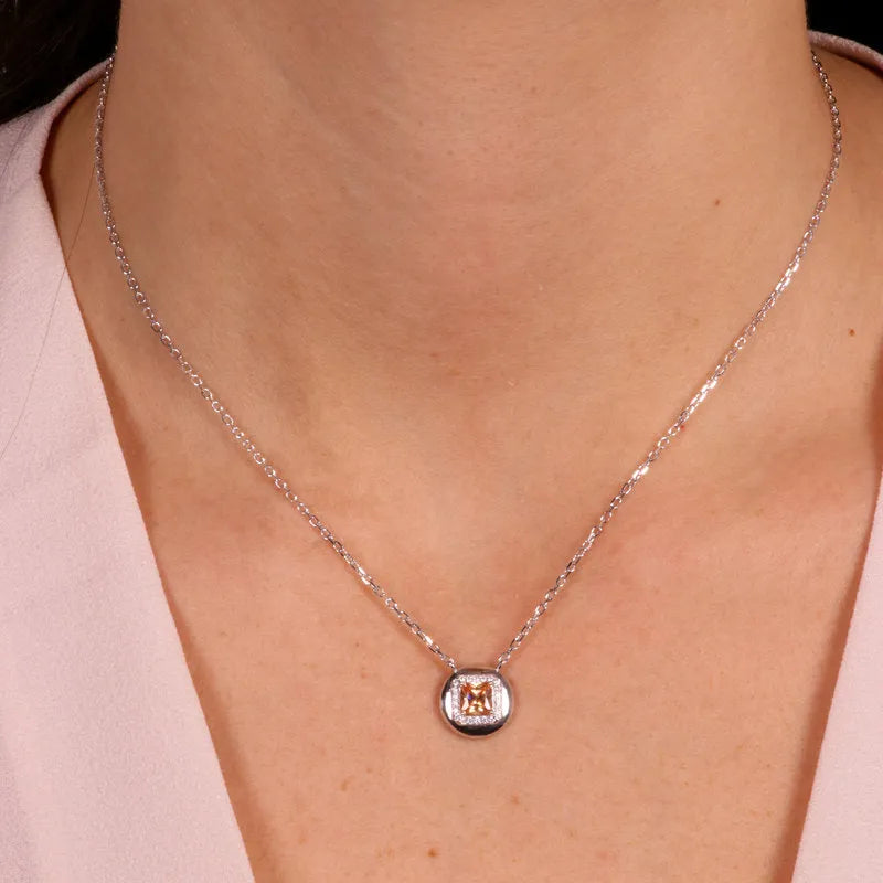 Collana in Argento 925 con zircone champagne pendente Collezione Amsterdam - BYSIMON gioielli
