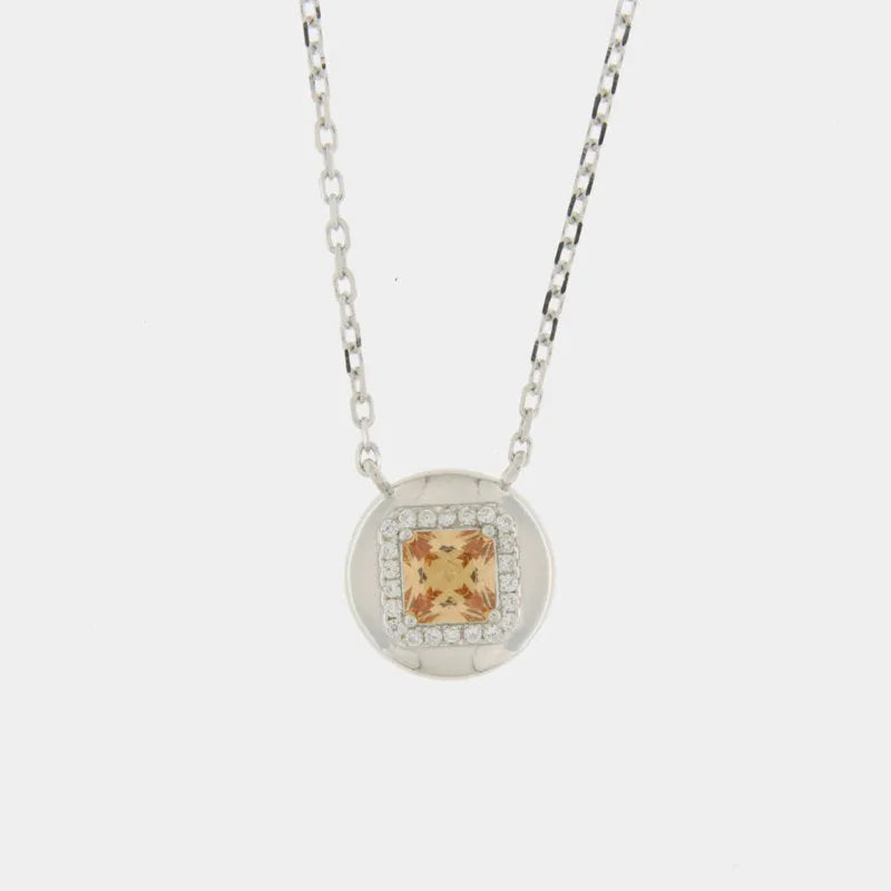Collana in Argento 925 con zircone champagne pendente Collezione Amsterdam - BYSIMON gioielli