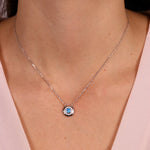 Collana in Argento 925 con zircone azzurro placcato rodio Collezione Amsterdam - BYSIMON gioielli