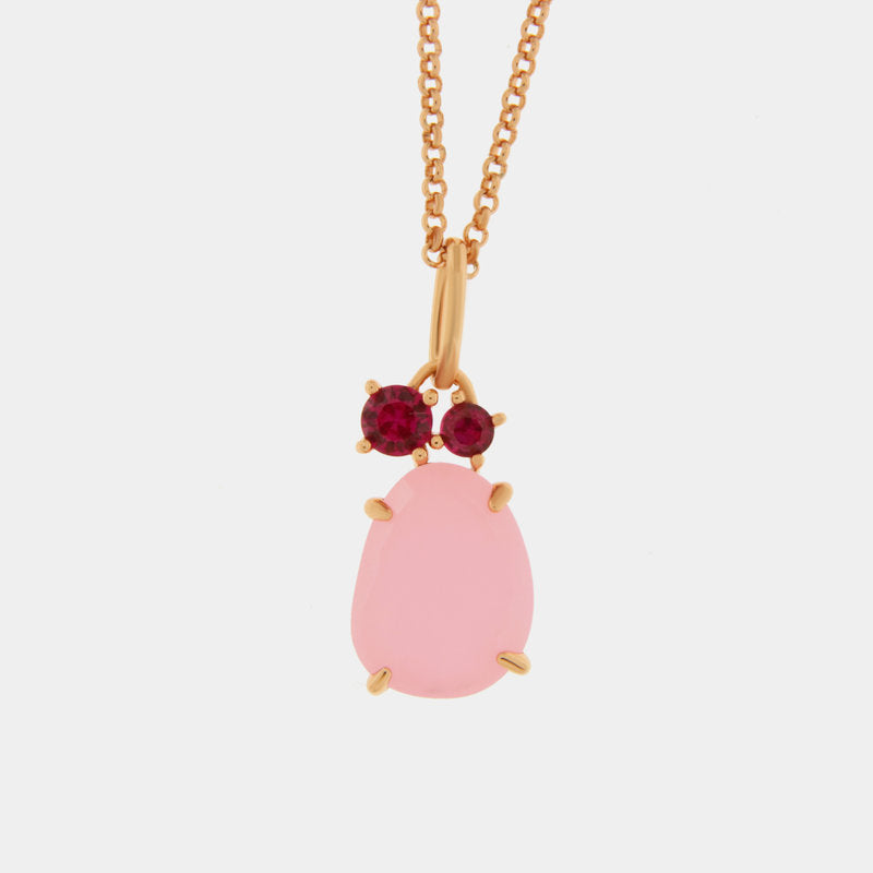 Collana in Argento 925 a forma di goccia rosa