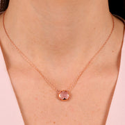 Collana in Argento 925 con fiore rosa cipria