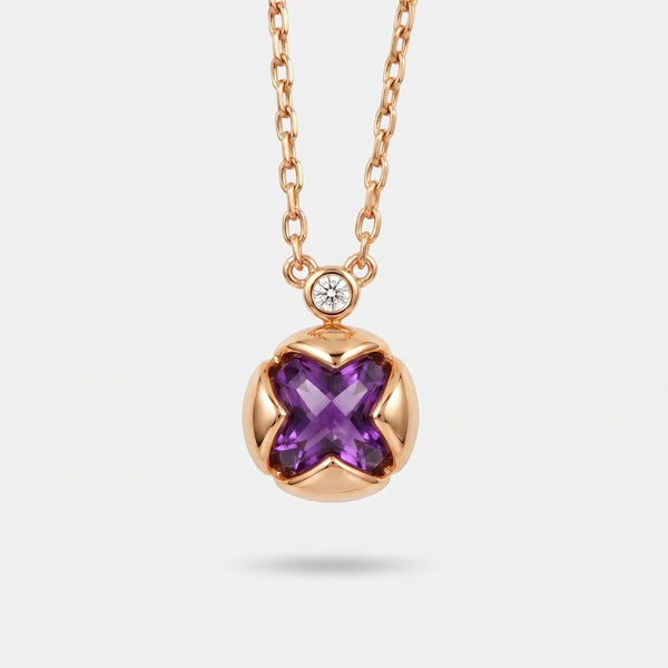 Collana in Argento 925 con fiore viola - BYSIMON gioielli