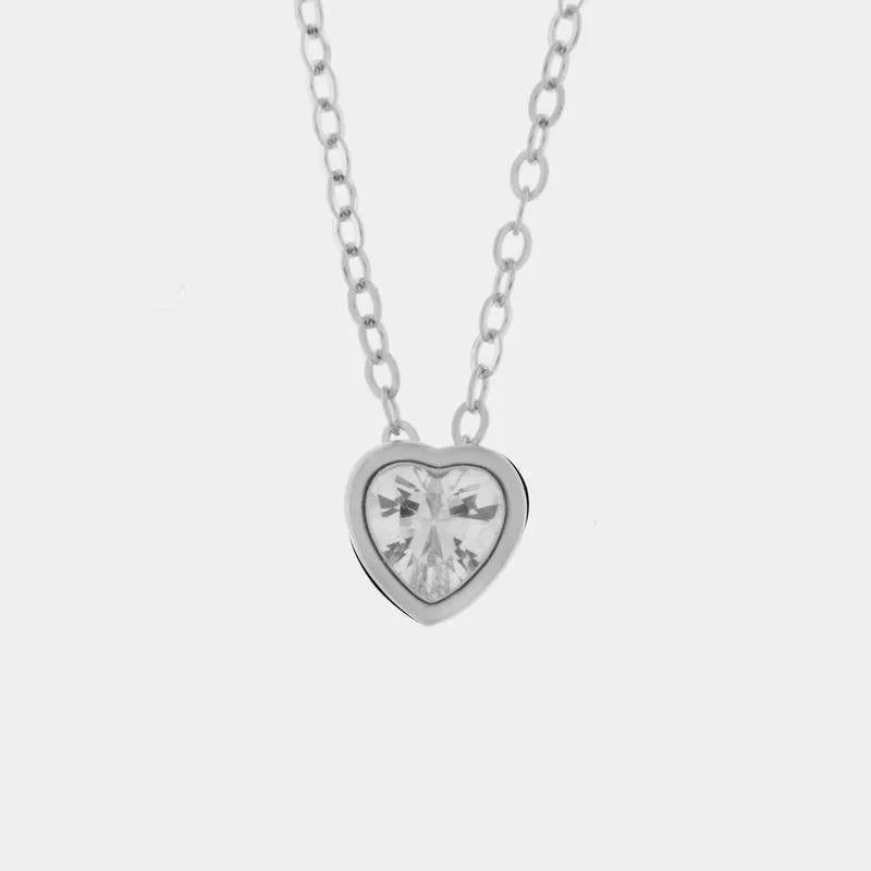 925 Silver Necklace with Rhodium Plated Heart