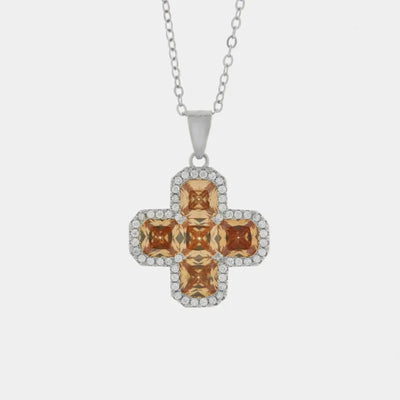 Collana in Argento 925 con pendente croce zirconi champagne