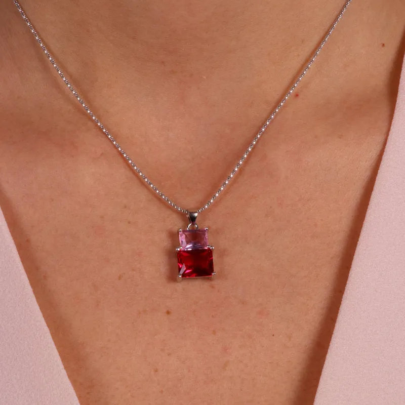 Collana in Argento 925 con zirconi nelle sfumature del rosso BYSIMON - gioiello BySimon