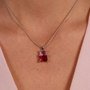 Collana in Argento 925  con zirconi nelle sfumature del rosso