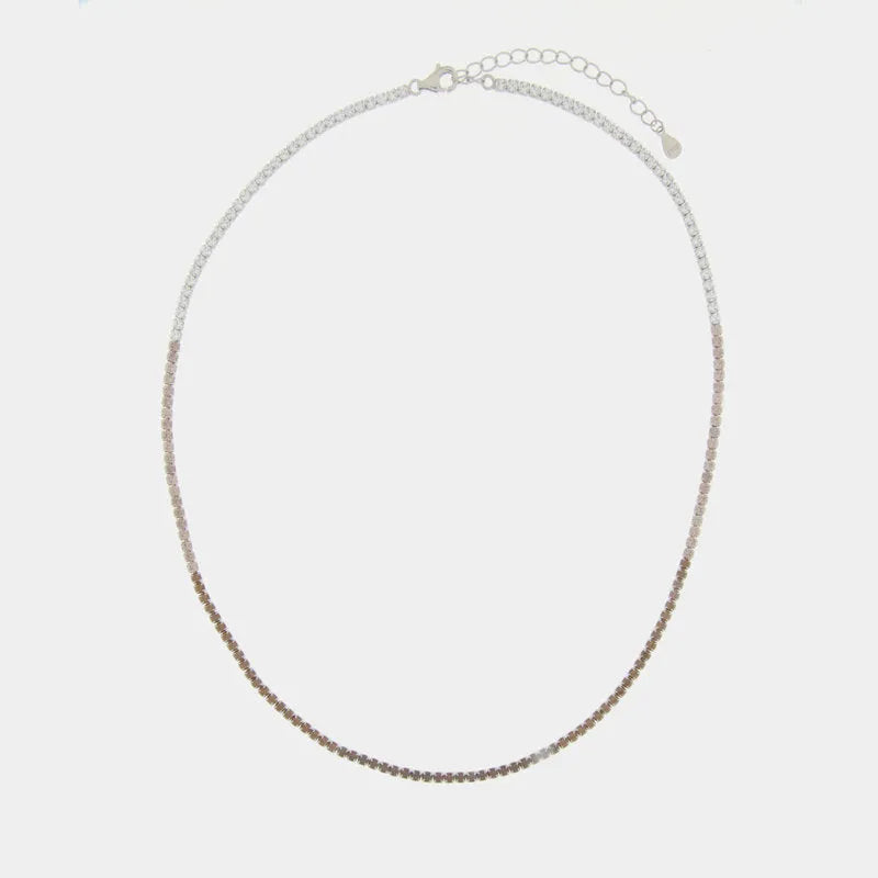 Collana in Argento 925 Tennis  con zirconi multicolore