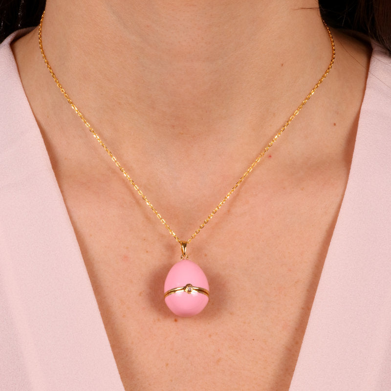Collana in Argento 925 con uovo rosa