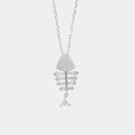 Collana in Argento 925 con ciondolo spina di pesce zirconato