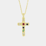 Collana in Argento 925 con croce impreziosita da zirconi colorati