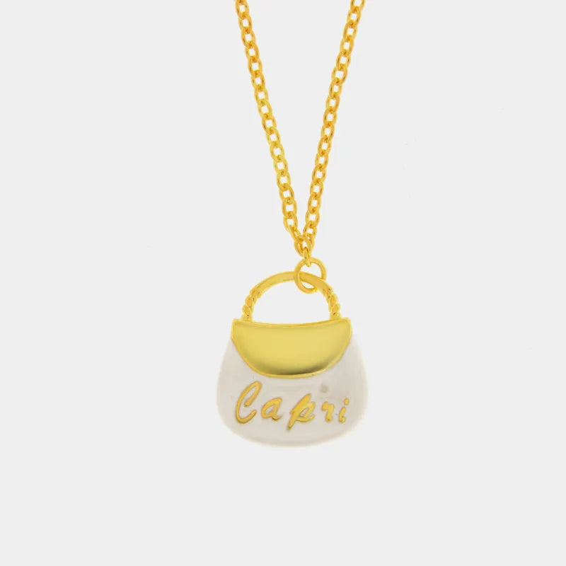 Collana in Argento 925 con borsetta bianca