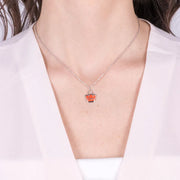 Collana in Argento 925 con borsetta rossa