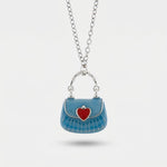 Collana in Argento 925 con borsetta azzurra - BYSIMON gioielli