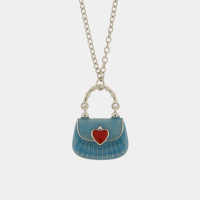 Collana in Argento 925 con borsetta azzurra