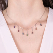 Collana in Argento 925 con cristalli colorati pendenti