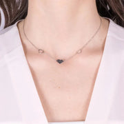 Collana in Argento 925 con tre cuori placcato rodio