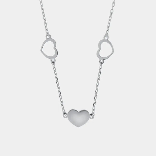 Collana in Argento 925 con tre cuori placcato rodio