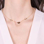 Collana in Argento 925 con tre cuori placcato oro