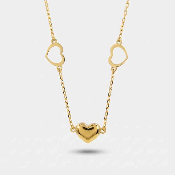 Collana in Argento 925 con tre cuori placcato oro - BYSIMON gioielli