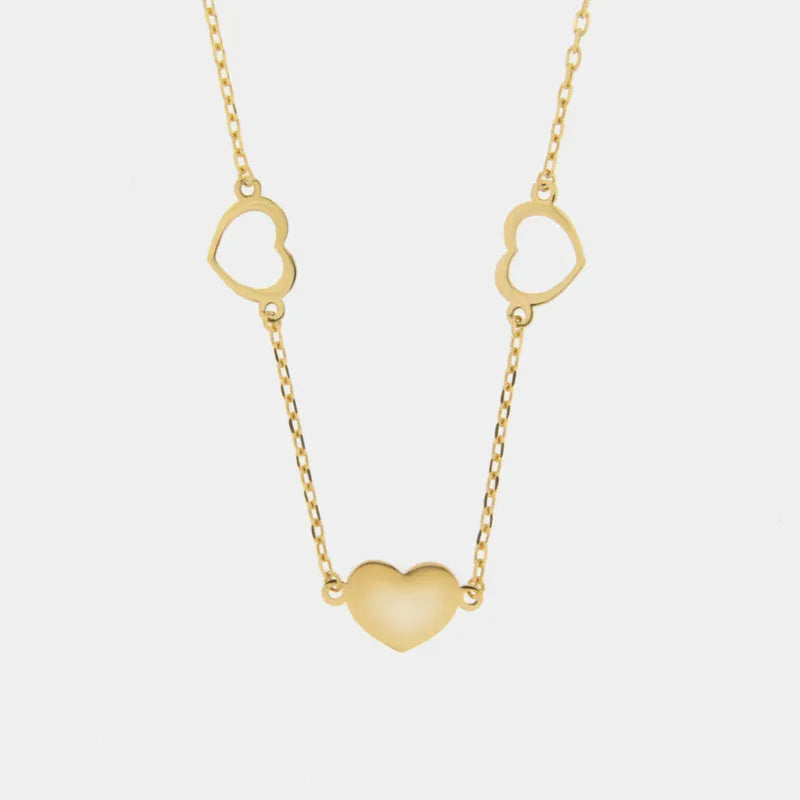 Collana in Argento 925 con tre cuori placcato oro - BYSIMON gioielli