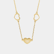 Collana in Argento 925 con tre cuori placcato oro