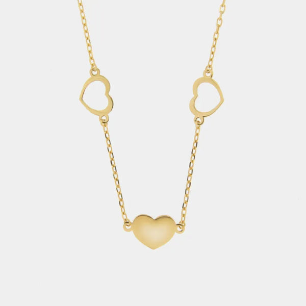 Collana in Argento 925 con tre cuori placcato oro - BYSIMON gioielli