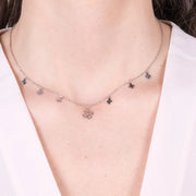 Collana in Argento 925 con ciondoli quadrifoglio placcato rodio