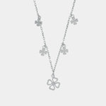 Collana in Argento 925 con ciondoli quadrifoglio placcato rodio - BYSIMON gioielli