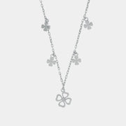 Collana in Argento 925 con ciondoli quadrifoglio placcato rodio
