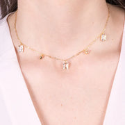 Collana in Argento 925 a catena con cristalli rettangolari pendenti