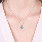 Collana in Argento 925 con cristallo rettangolare azzurro Collezione Armonia - BYSIMON gioielli