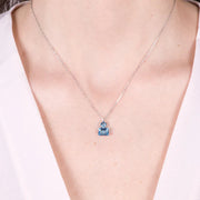Collana in Argento 925 con cristallo rettangolare azzurro