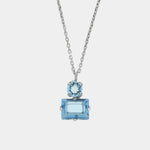 Collana in Argento 925 con cristallo rettangolare azzurro Collezione Armonia - BYSIMON gioielli