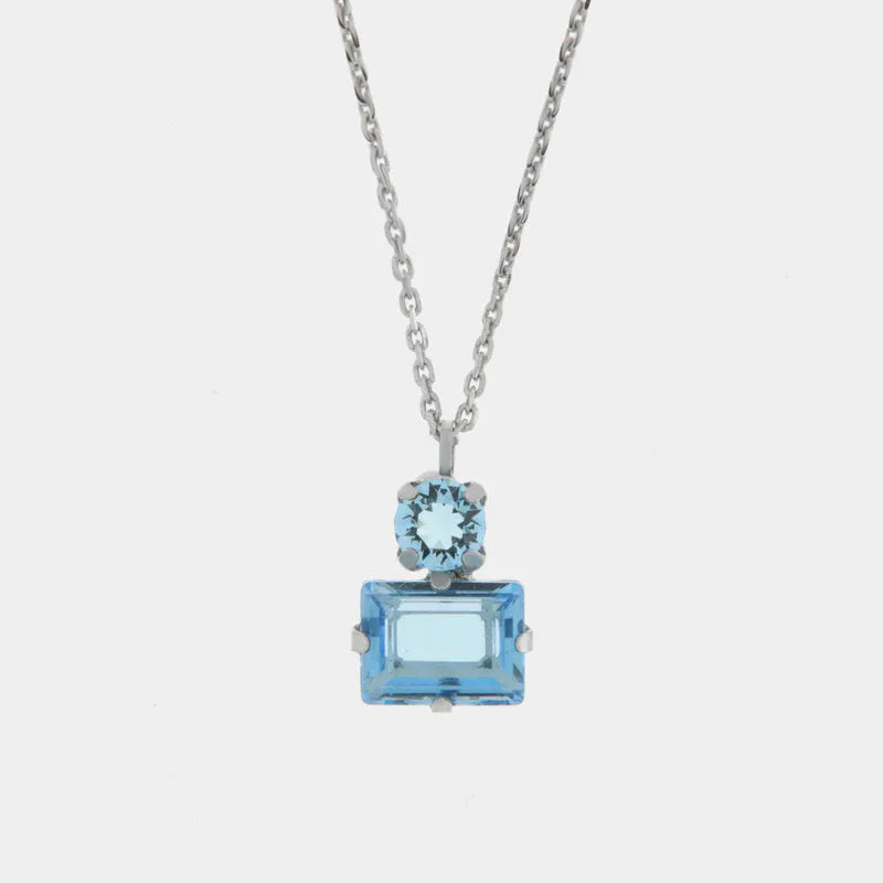 Collana in Argento 925 con cristallo rettangolare azzurro Collezione Armonia - BYSIMON gioielli