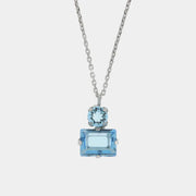 Collana in Argento 925 con cristallo rettangolare azzurro