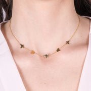 Collana in Argento 925 con ciondoli quadrifoglio placcato oro