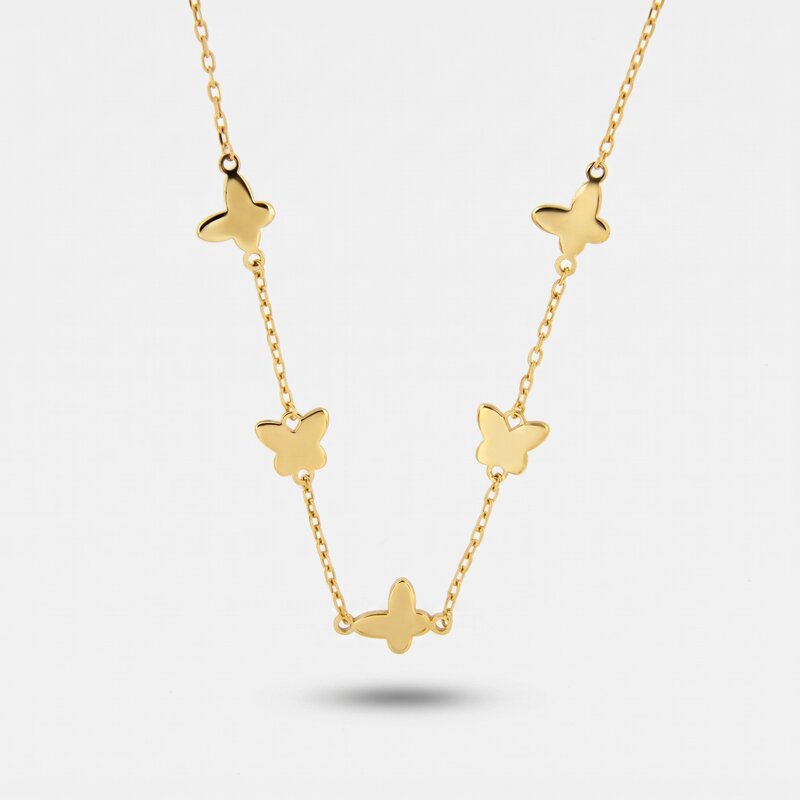 Collana in Argento 925 con ciondoli quadrifoglio placcato oro - BYSIMON gioielli